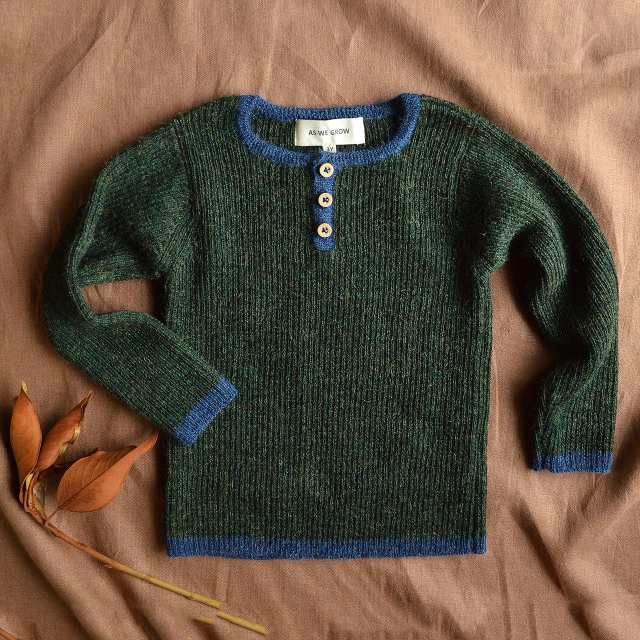 Child's Blue Sweater in 100% Baby Alpaca by As We Grow from Woollykins