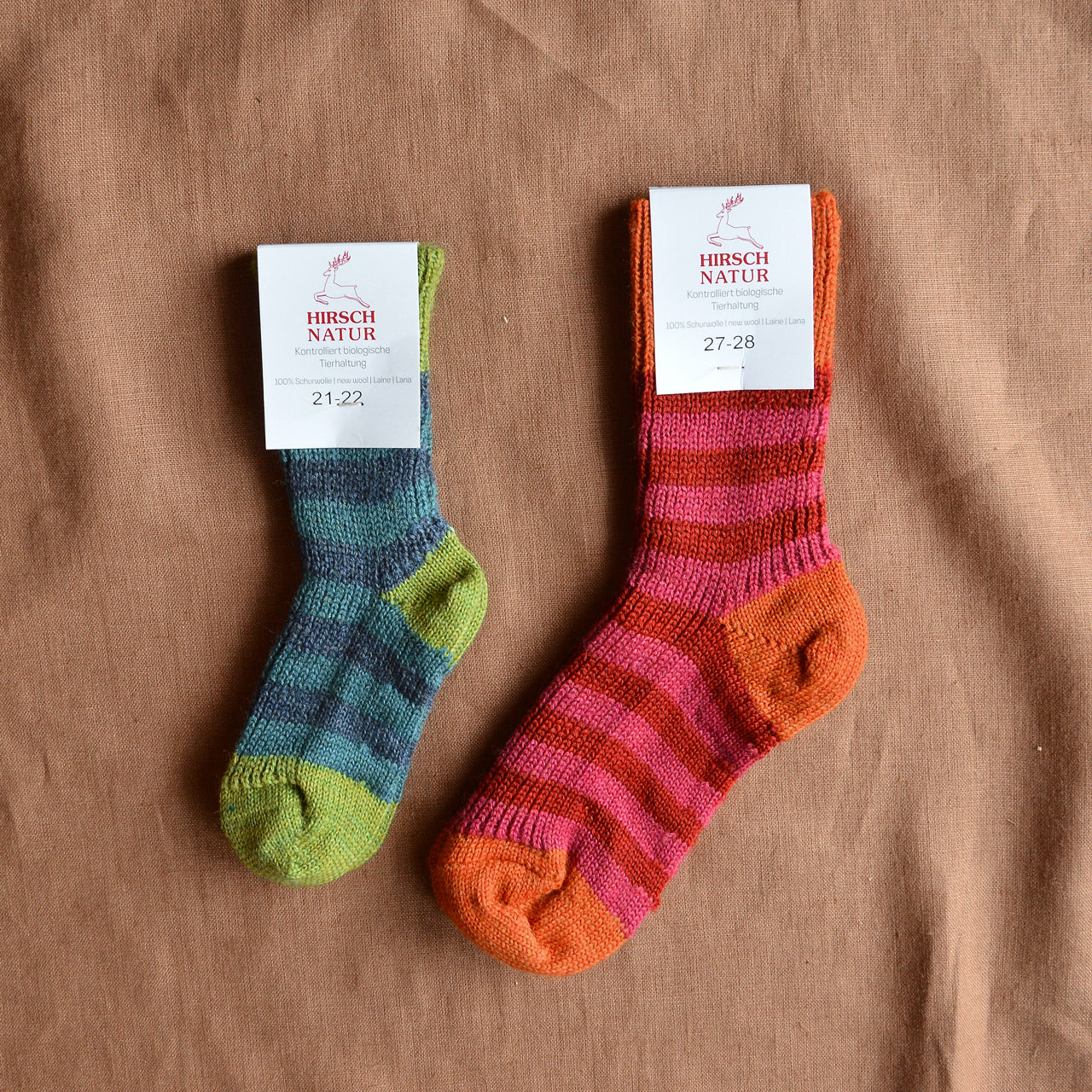 Striped Toddler 100% Alpaca Wool Socks with Non-Skid Grips for Boys & Girls