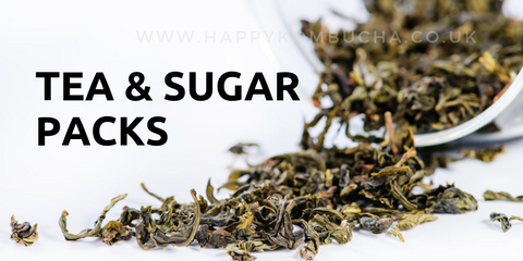 Tea and sugar packs to make kombucha