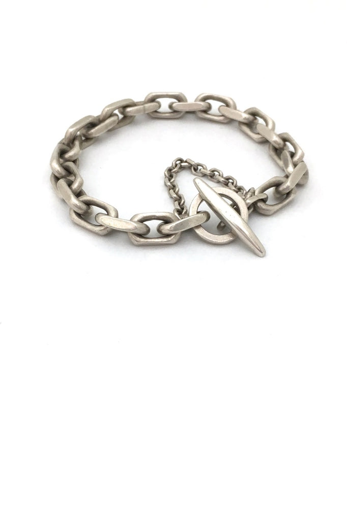 A G Madsen heavy silver chain link bracelet ~ toggle catch