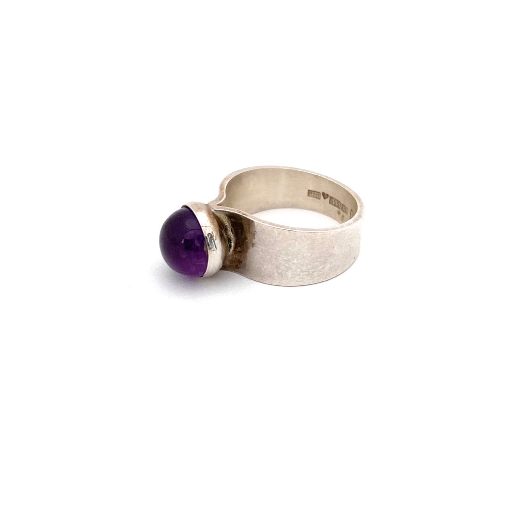 Kaunis Koru Modernist silver & amethyst ring – Samantha Howard Vintage