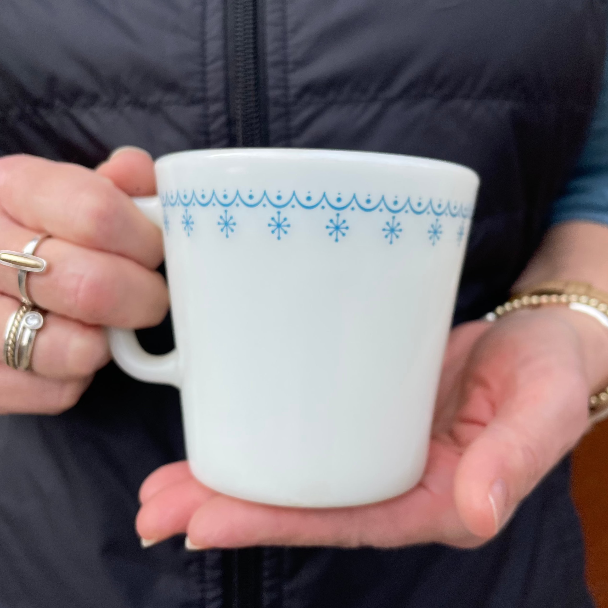 Snowflake Milk Glass Cup