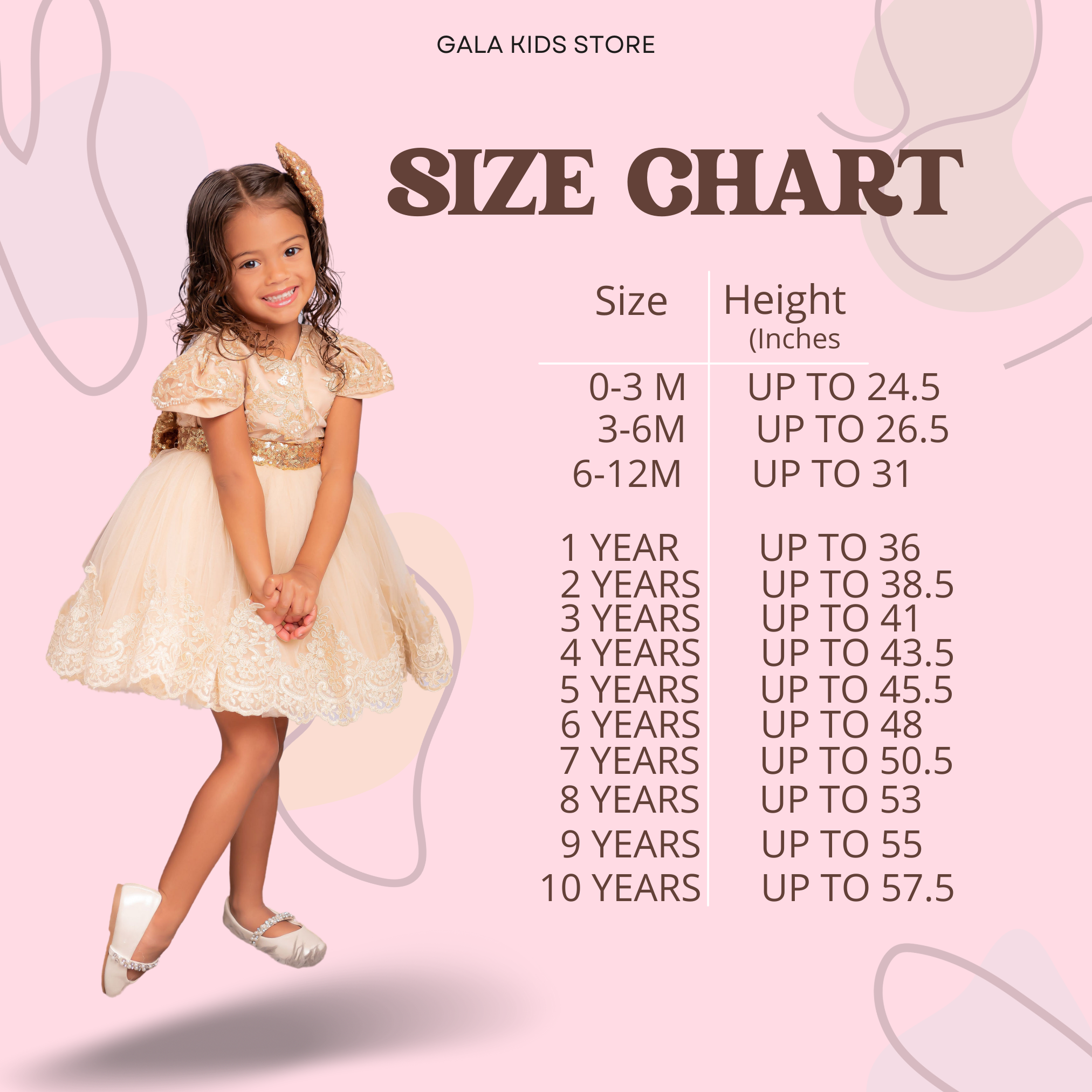 Size chart – Gala Kids Store
