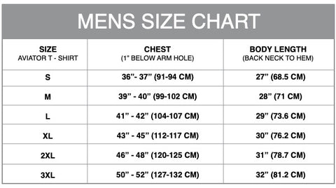 Size Chart for Men's Shirts - Aviator