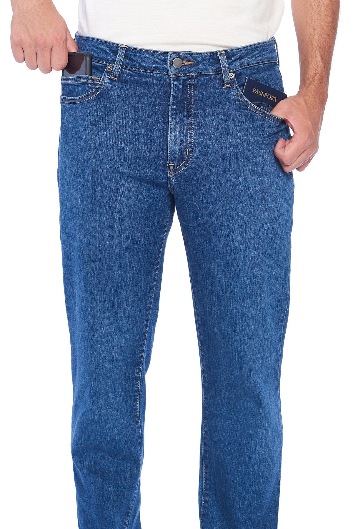 medium indigo jeans