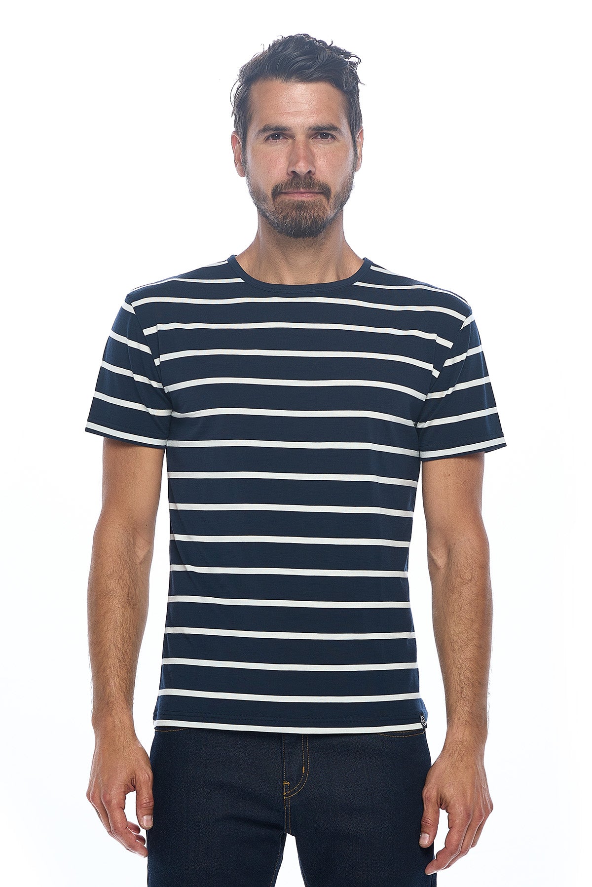 Merino Wool Travel-T | Men | Breton Stripe