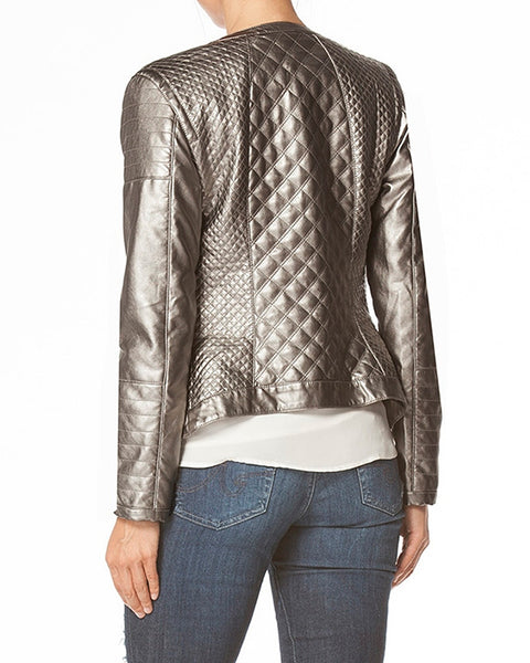 Metallic Quilted Bomber Jacket - The Shopping Bag