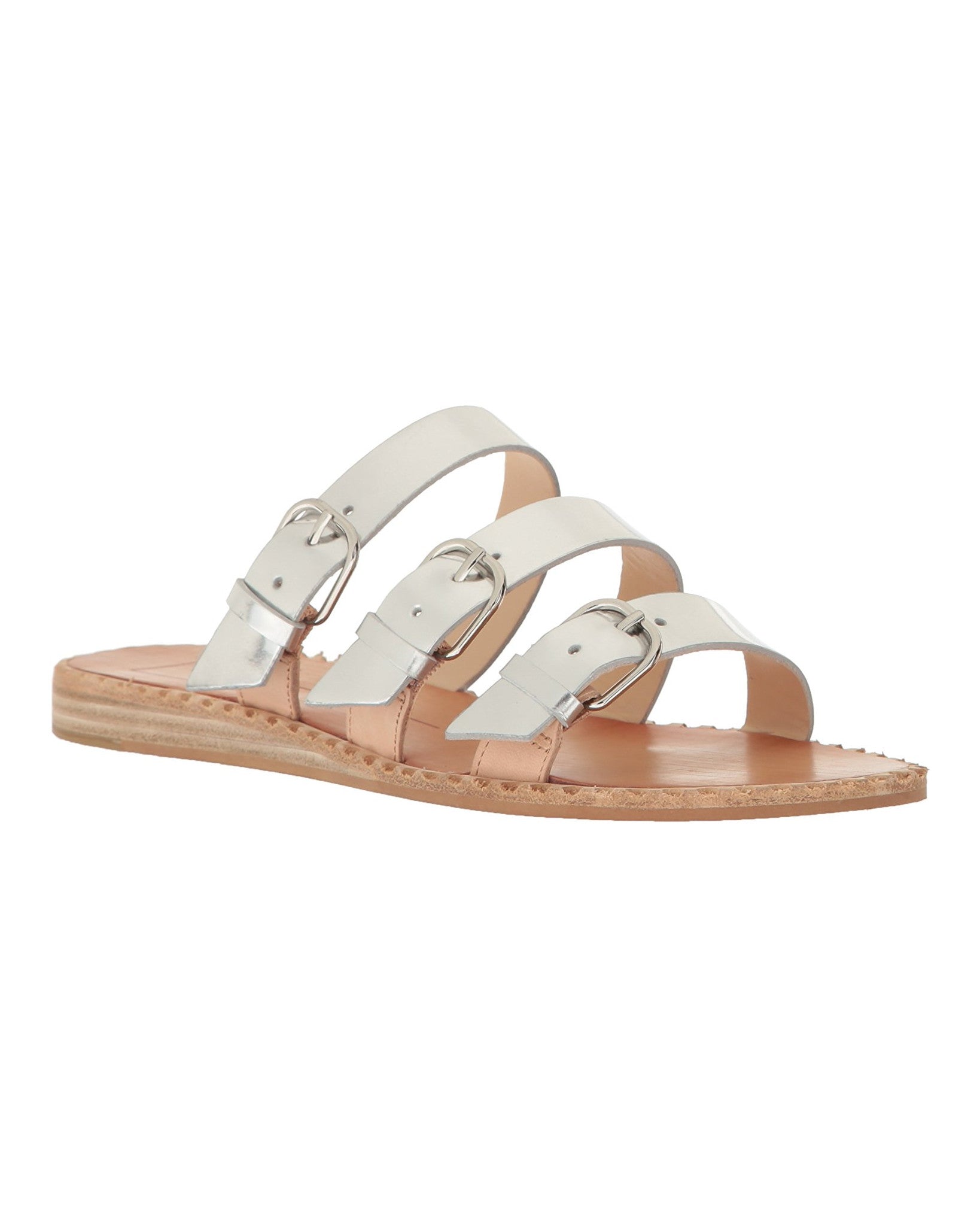 Para Metallic Leather Slide Sandals