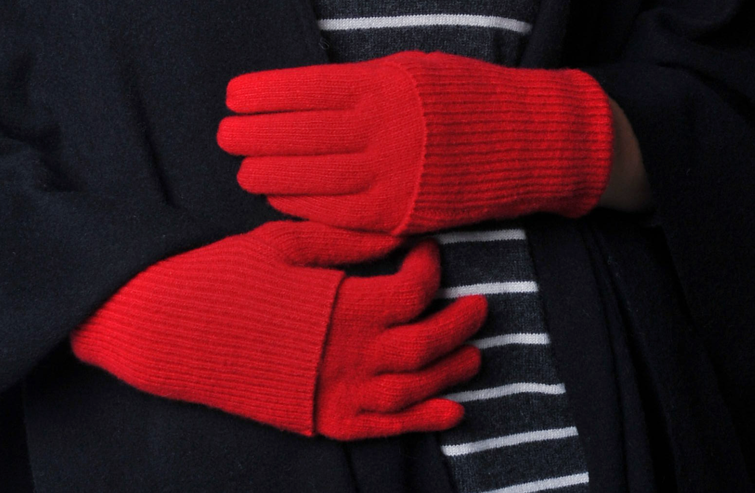 CASHMERE LADIES GLOVES WITH RIB CUFF