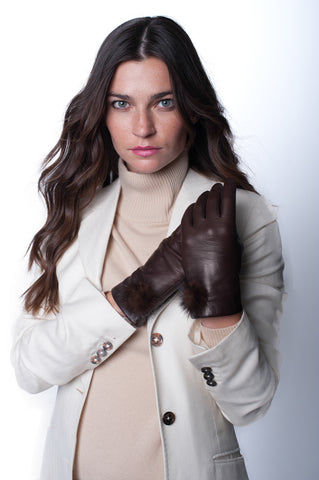 dark brown leather gloves ladies