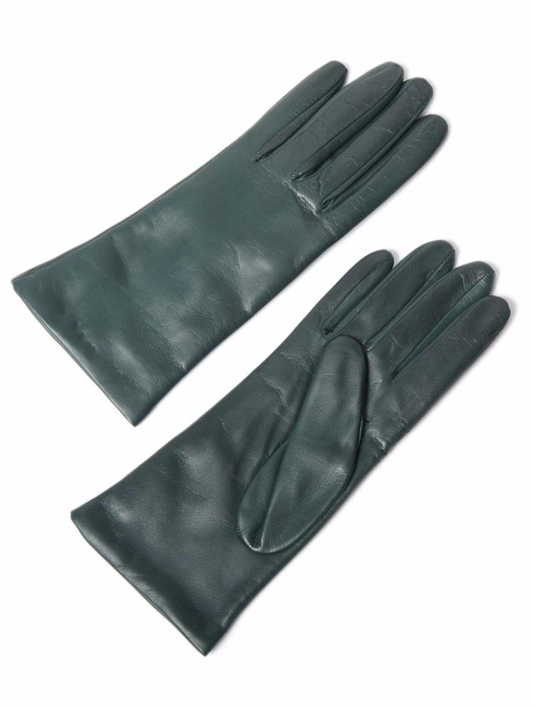 dark green leather gloves