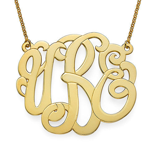 2" NICOLE MONOGRAM NECKLACE, GOLD