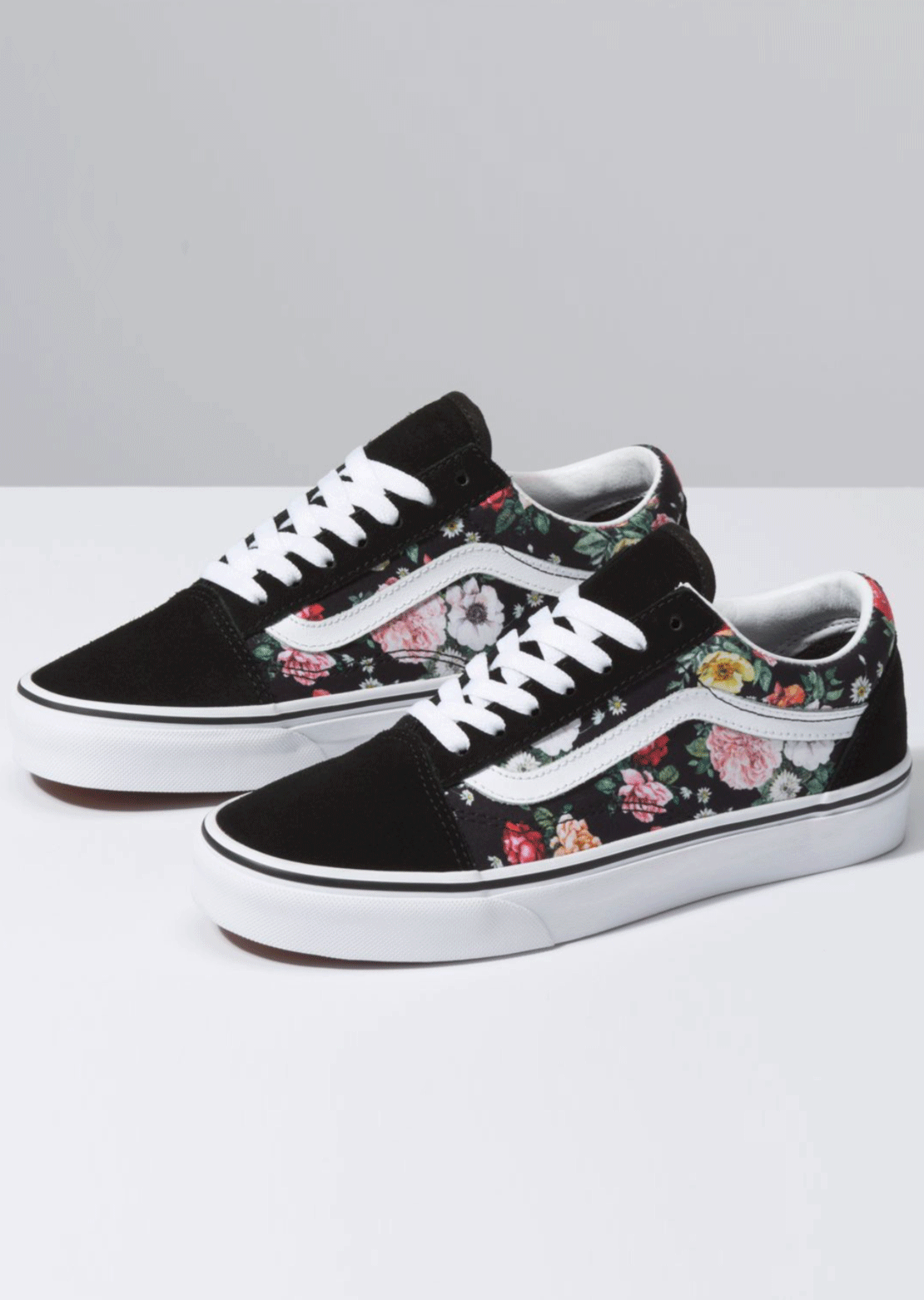 vans white floral old skool trainers