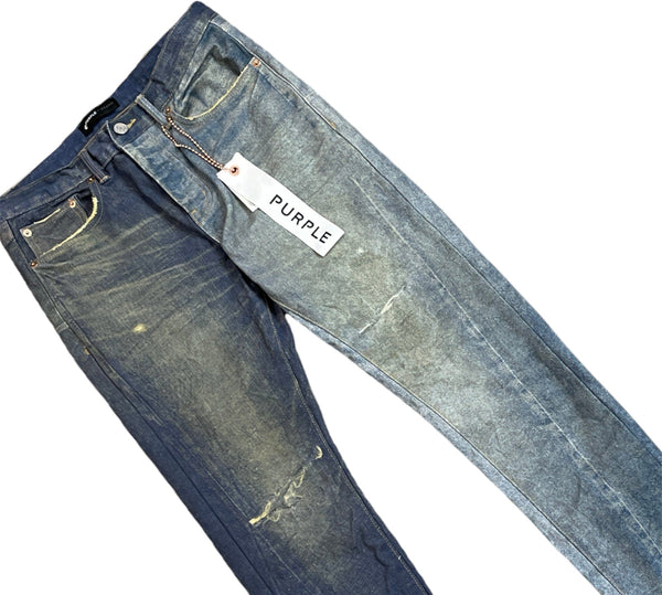Purple Brand Allure-jacquard Monogram Denim Jeans In Blue