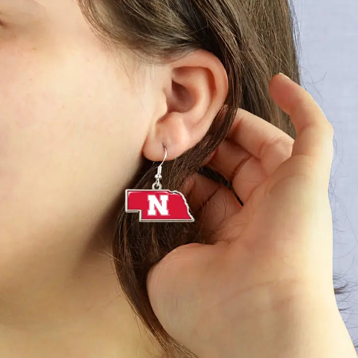 Nebraska Cornhuskers State of Mine Earrings