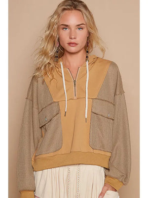 Carmel Contrast Cropped Hoodie - She's Smitten