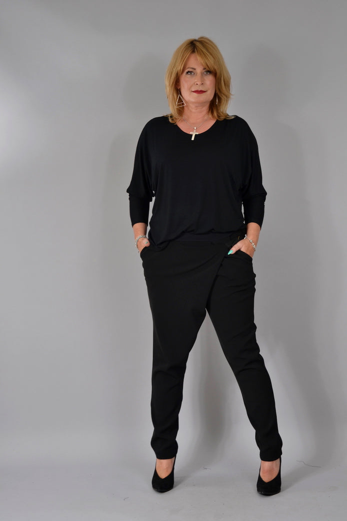 Pantaloni Jessica P018, stofa elasticizata negru