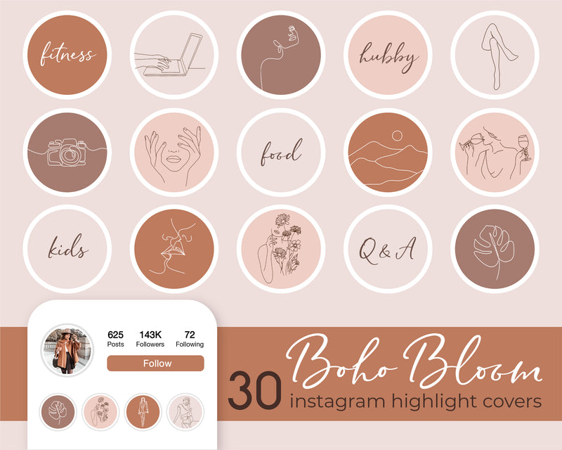 Instagram Highlight Covers, Line Art Boho Icons, Instagram Story – Art ...