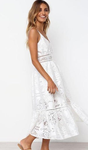 Macie Lace Maxi Dress - White