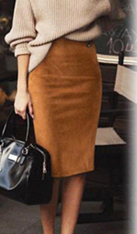 Carmen Faux Suede Midi Pencil Skirt - Camel, Beige or Black – Daily Chic