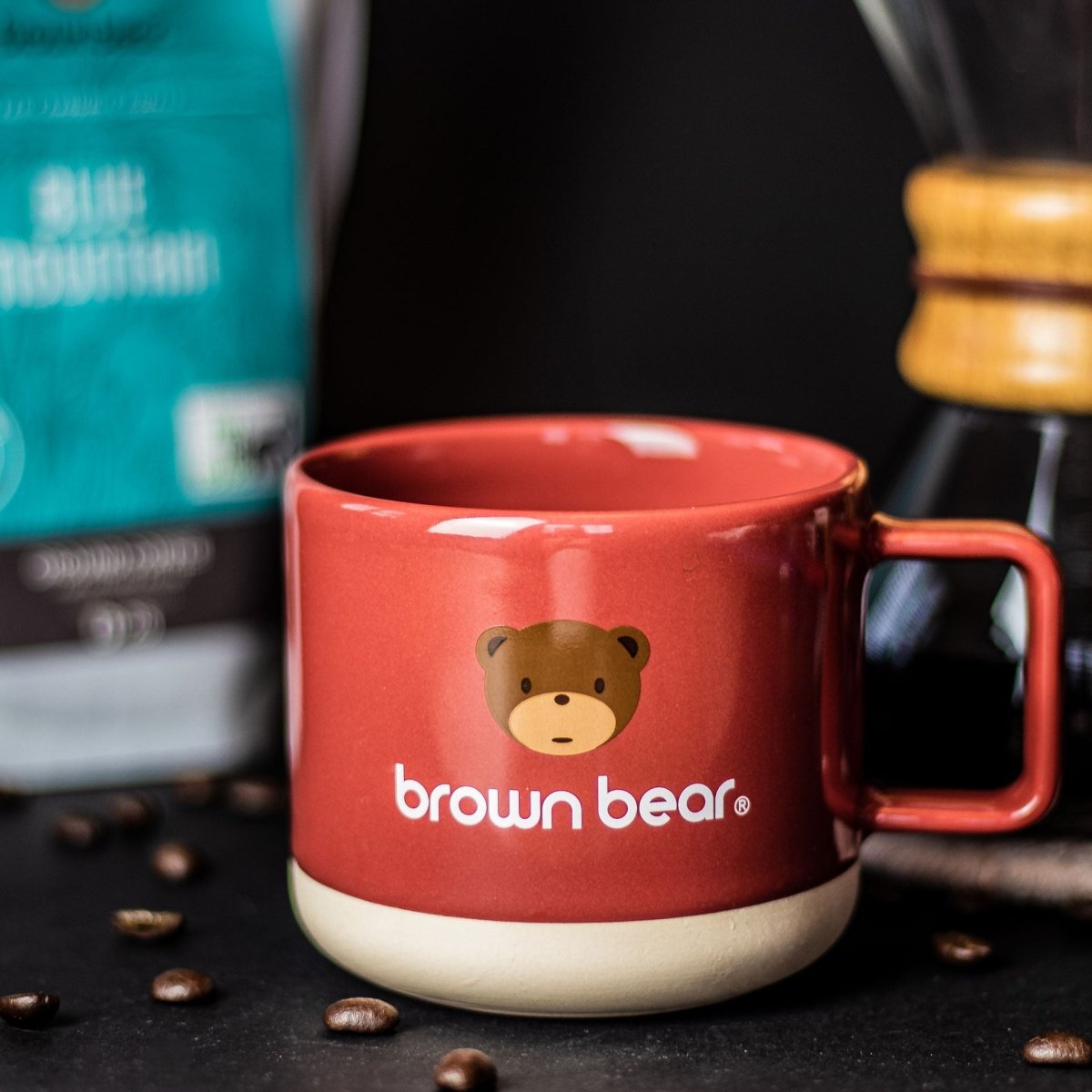 Premium Travel Mug a Black-Blum with Brown from Bear engraving