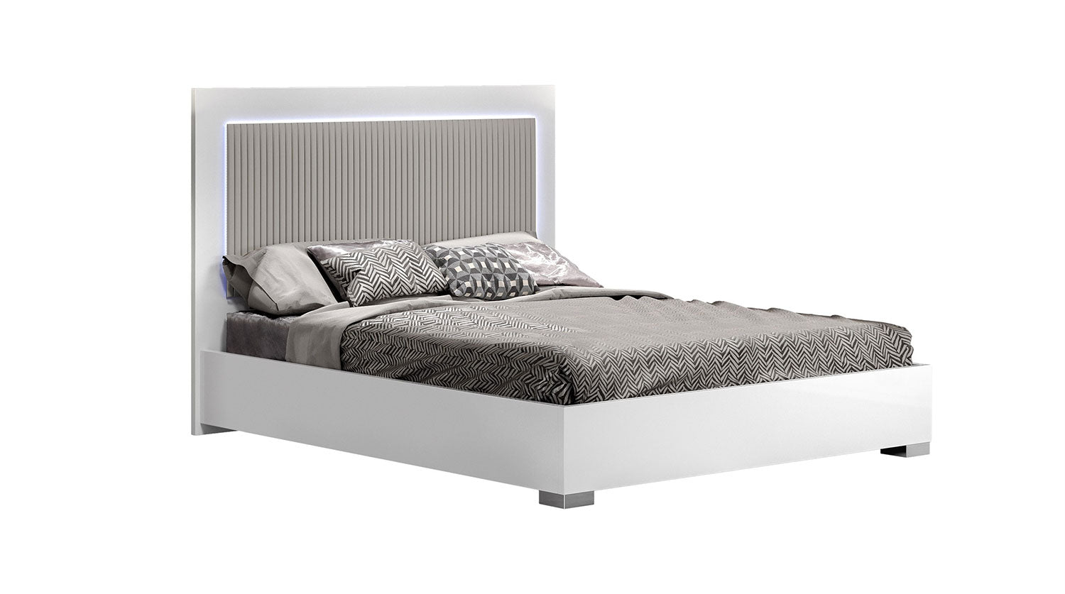 Milan White Bedroom Set W/ Matisse Silver Grey Bed JM Furniture