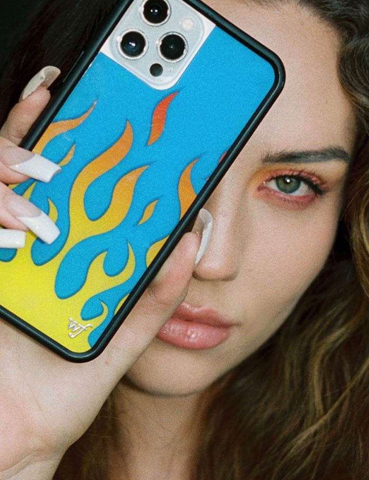 Flames Iphone 12 Mini Case Blue Wildflower Cases