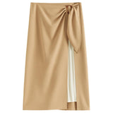 PNM ClOTHING Bottoms & 1 piece Pleated Midi Skirt With front ribbon