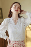 PNM ClOTHING TOP Sleeved Embroidered Top With Ruffles