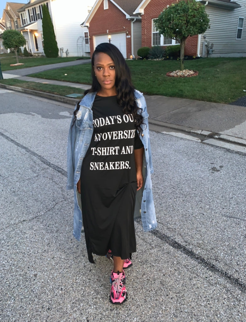 today's outfit an oversized shirt and sneakers