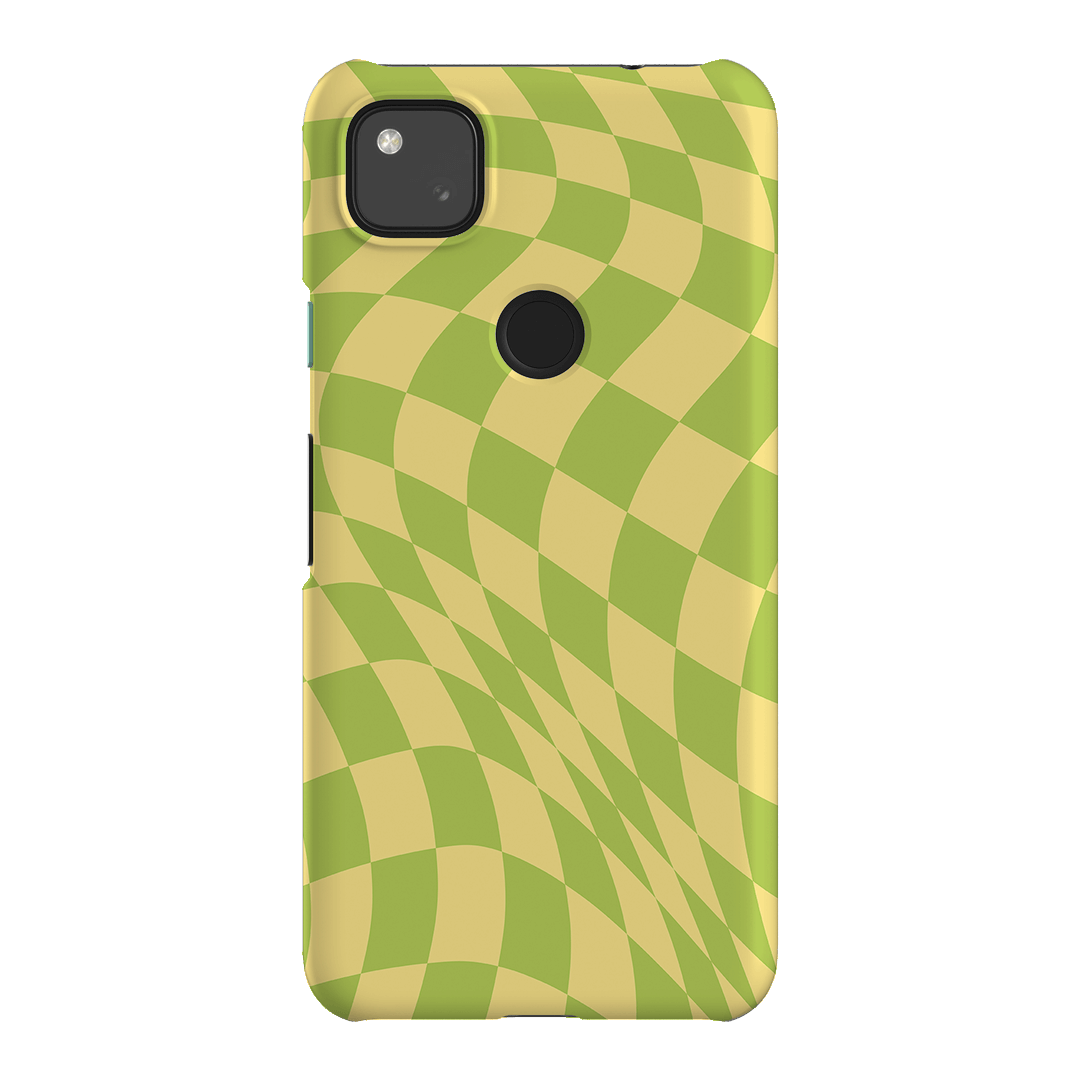 Wavy Check Lime on Yellow Matte Phone Cases Google Pixel 4A 4G / Snap by The Dairy - The Dairy