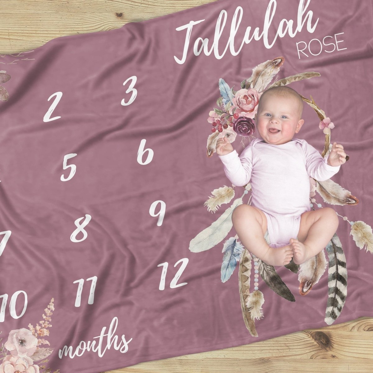 Floral Dreamcatcher Milestone Minky Blanket - Minky Blanket