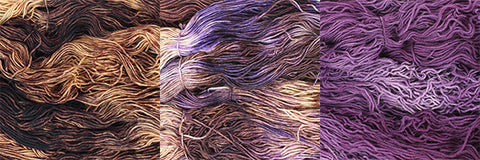 Coordinating hand-dyed colourways of yarn from Zen Yarn Garden