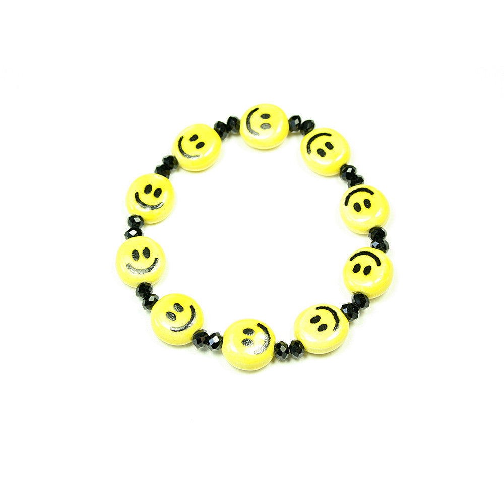 Smiley Face and Bead Stretch Bracelet