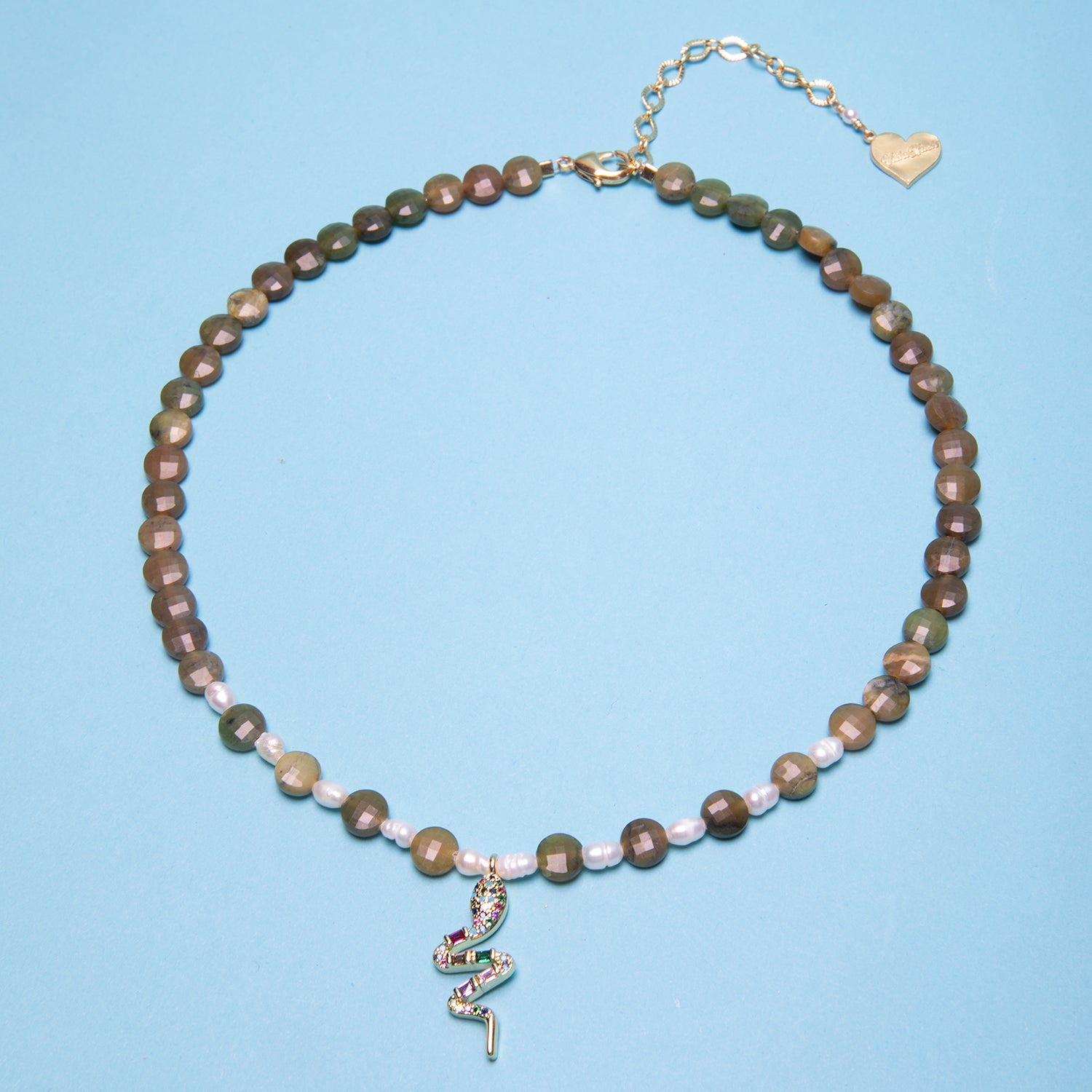 Jade Pearl Snake Necklace