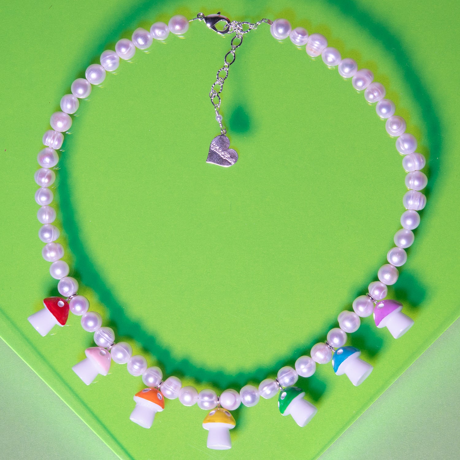 Pearl Rainbow Mushroom Necklace