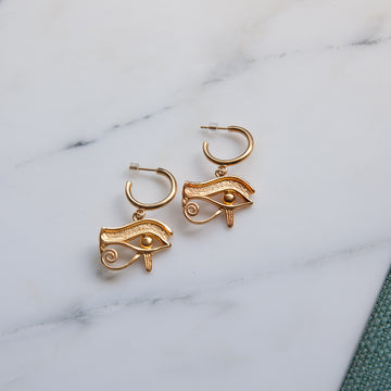 Amazon.com: Eye of Horus Earrings with Lapis - Bright Gold Plated:  Clothing, Shoes & Jewelry