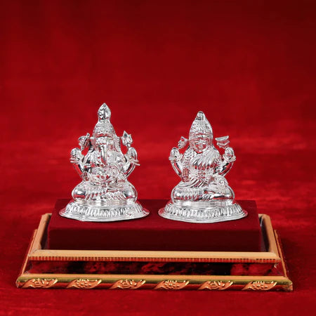 Silver Lakshmi Ganesha Idol