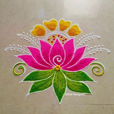 Pongal Kolam  Design with Lotus.