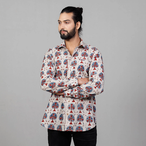 Ajrakh Print Shirt for Men