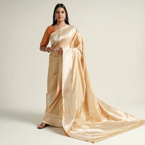 Beige-coloured Banarasi Saree