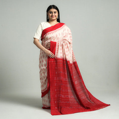 Red & White Saree from Odisha