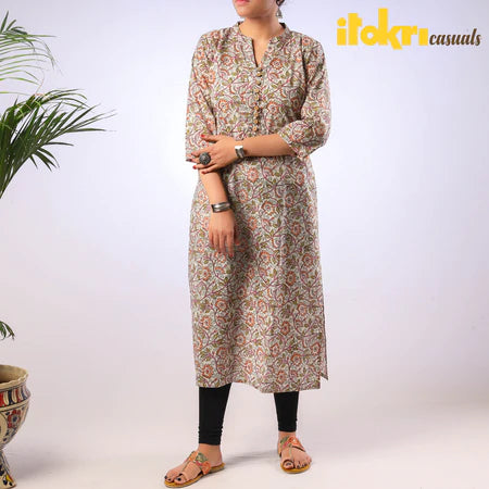 Sanganeri Block Printed Cotton Long Kurta