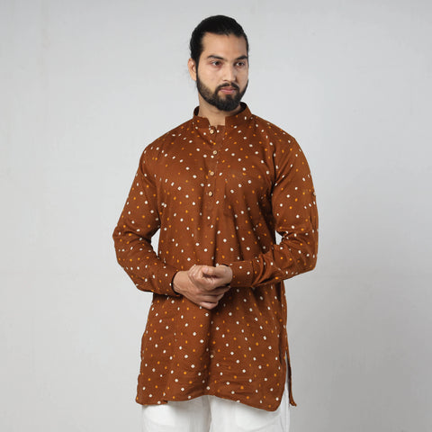 brown bandhani kurta