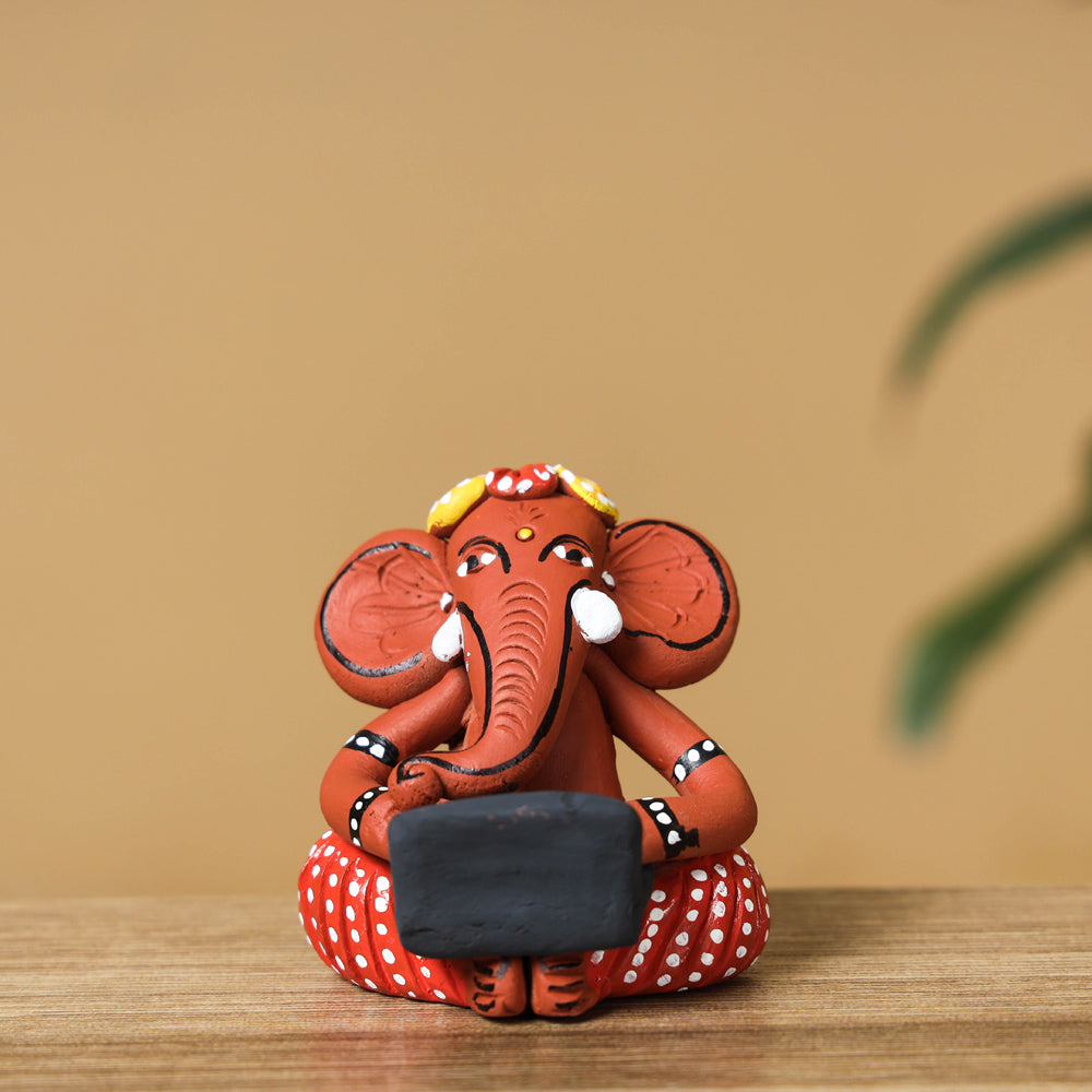 Buy Handpainted Eco-friendly Clay Ganesha Idol With Laptop Online ...