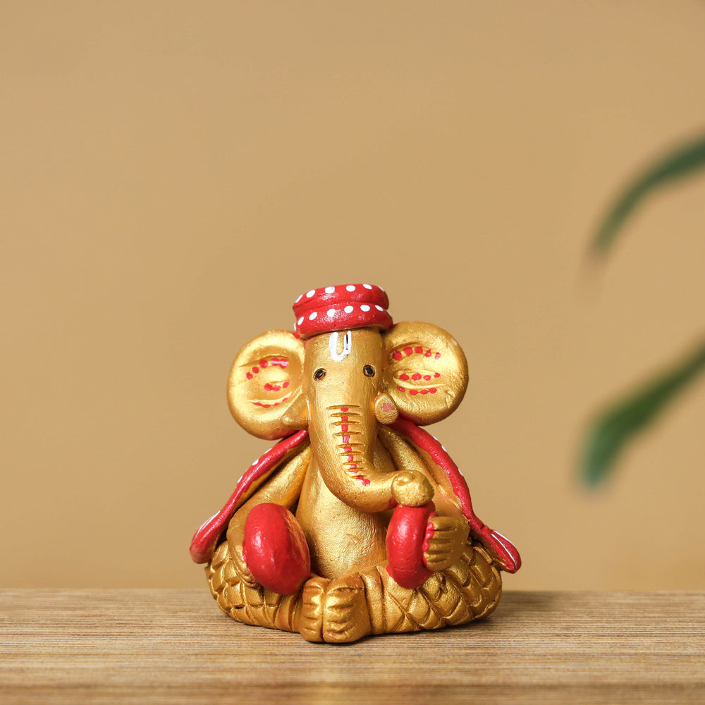 Buy Handpainted Eco-friendly Clay Sleeping Ganesha Idol Online in ...