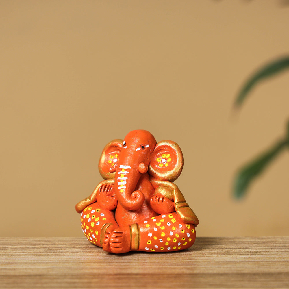 Buy Handpainted Eco-friendly Clay Sleeping Ganesha Idol Online in ...