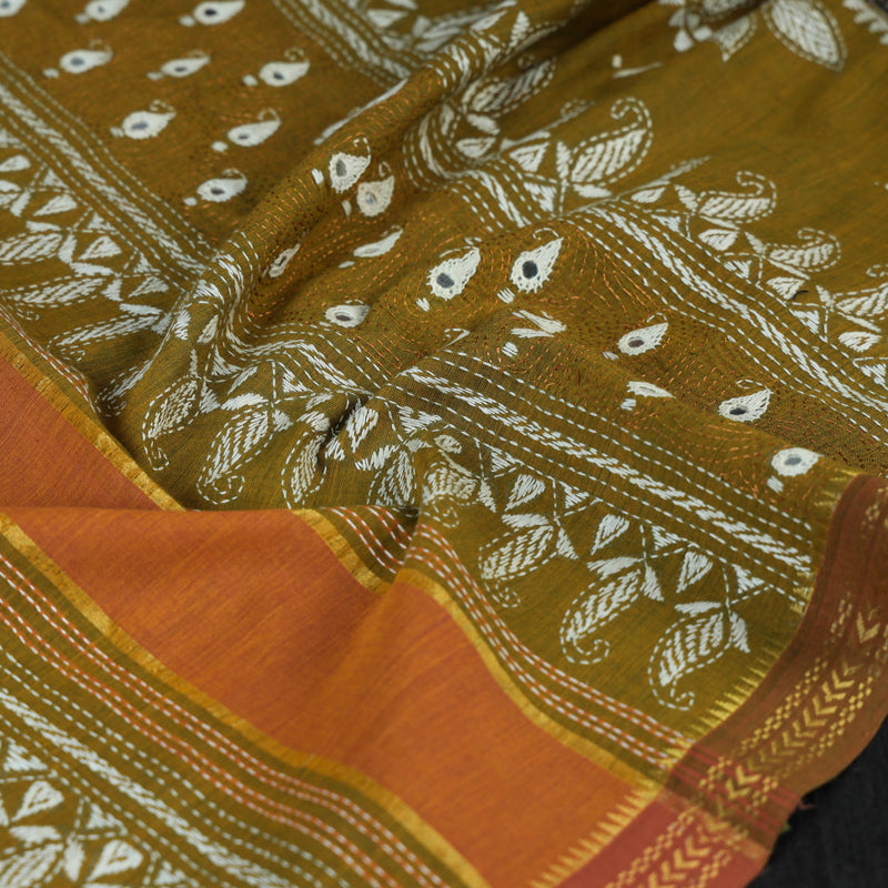 Buy Original Bengal Kantha Work Pure Handloom Cotton Dupatta Online at ...