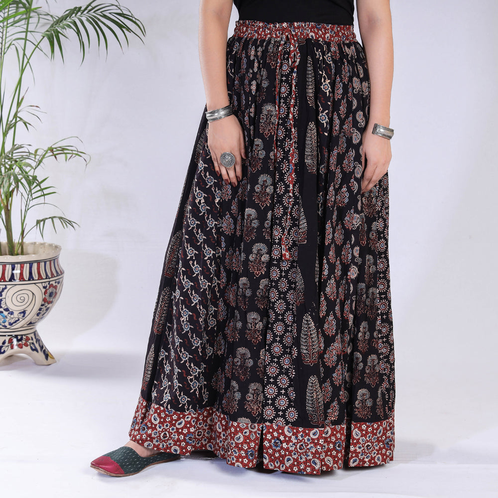 Buy Ajrakh Block Print Cotton Patchwork Long Skirt l iTokri.com ...