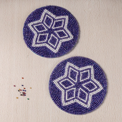 Handmade Hapur Bead Work Coasters (Set of 2)